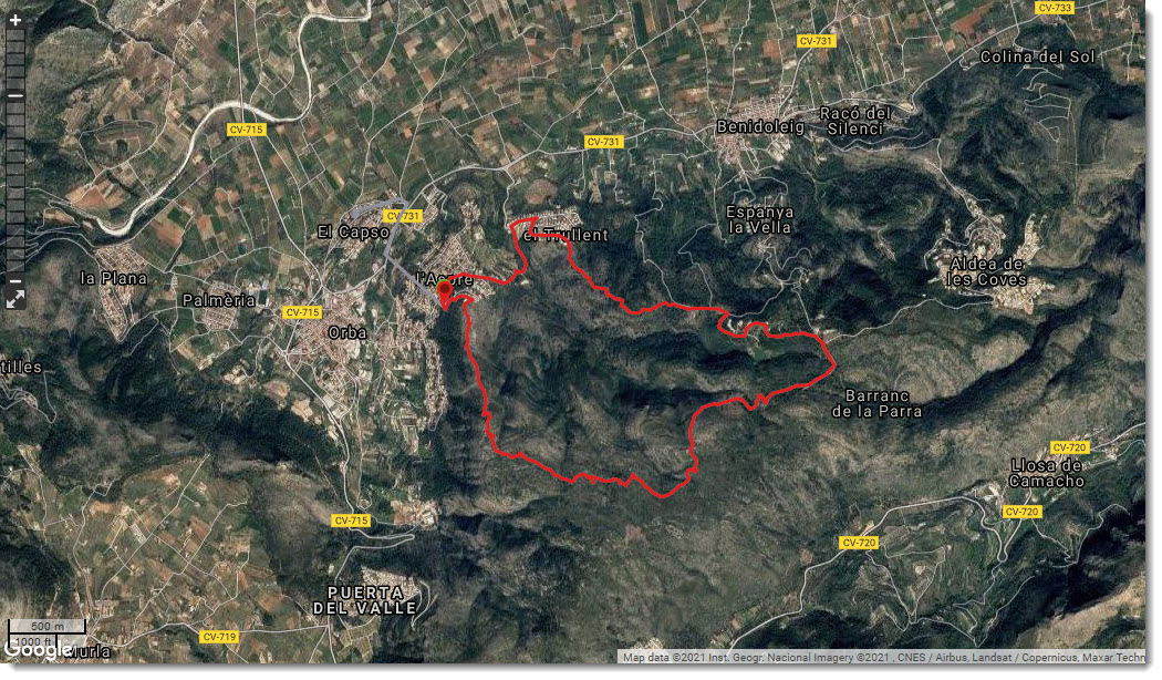 Screengrab_Map of route followed Orbeta- Seguili circular 29Jan21